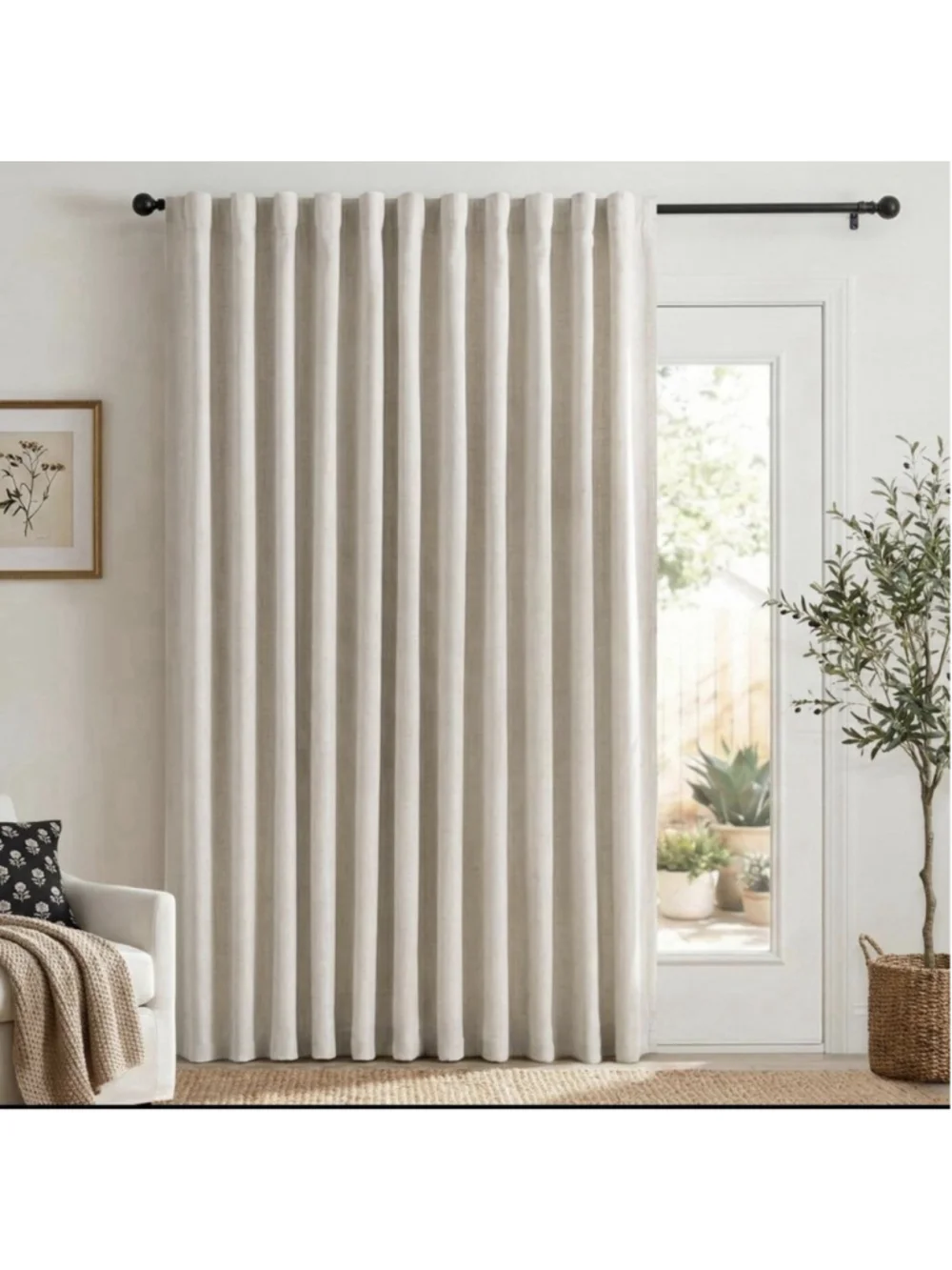 100% Blackout Sliding Door Curtains, 1 Panel, 100”x 96” , Burl/ Oatmeal 1pc